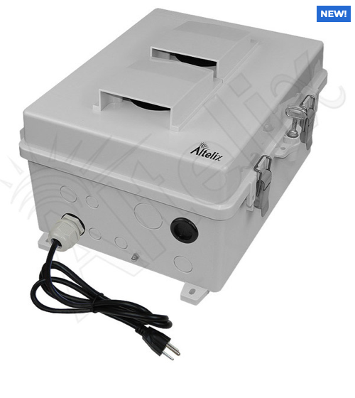 Altelix 14x11x7 Polycarbonate + ABS Vented Enclosure with Aluminum Equipment Mounting Plate, 120 VAC Outlets & Power Cord