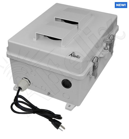 Altelix 14x11x7 Polycarbonate + ABS Vented Enclosure with Aluminum Equipment Mounting Plate, Cooling Fan, 120 VAC Outlets & Power Cord