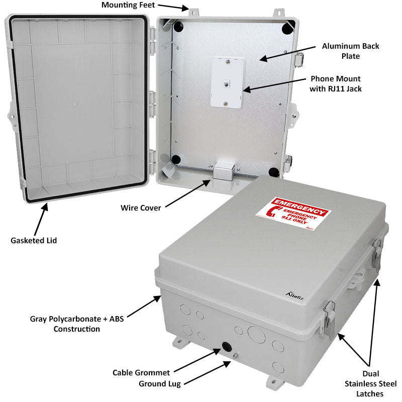 Altelix Weatherproof Emergency Phone Call Box 17x14x6