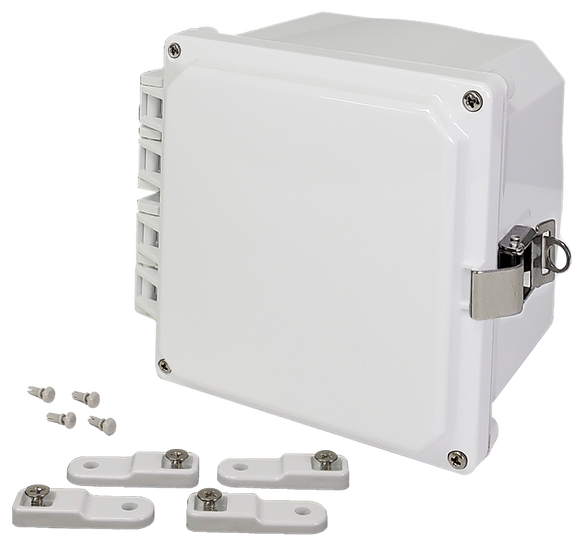 Integra - Premium Line | Polycarbonate | Hinged Cover | Opaque | Stainless Steel Locking Latch | Mounting Feet | White