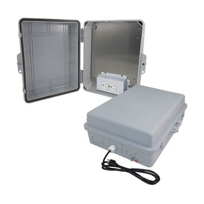 Altelix 14x11x5 PC + ABS Weatherproof Power Box NEMA Enclosure with 120V Power Outlets