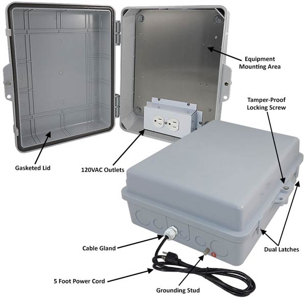 Altelix 14x11x5 PC + ABS Weatherproof Power Box NEMA
