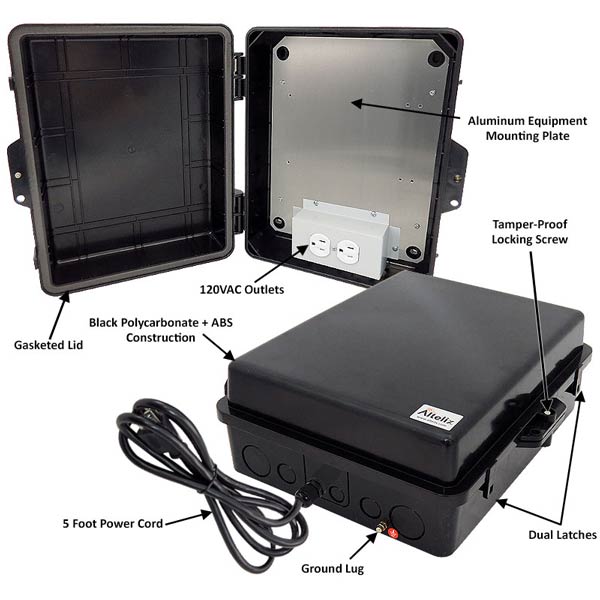Buy black Altelix 14x11x5 PC + ABS Weatherproof Power Box NEMA Enclosure with 120V Power Outlets