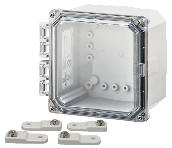 Integra - Premium Line | Polycarbonate | Hinged Cover | Clear | Mounting Feet | 6P | White