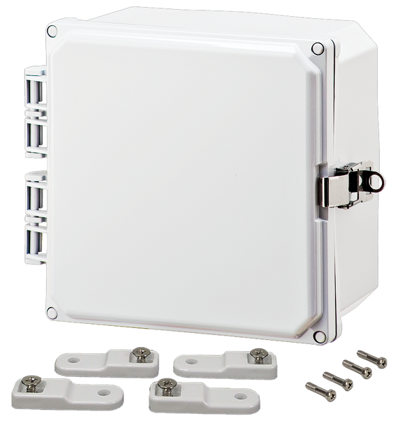 Integra - Premium Line | Polycarbonate | Hinged Cover | Opaque | Stainless Steel Locking Latch | Mounting Feet | White