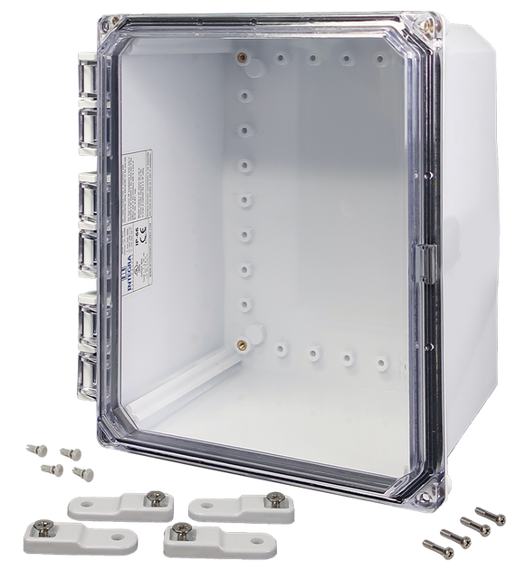Integra - Premium Series | Polycarbonate | Hinged Cover | Clear | Mounting Feet | White