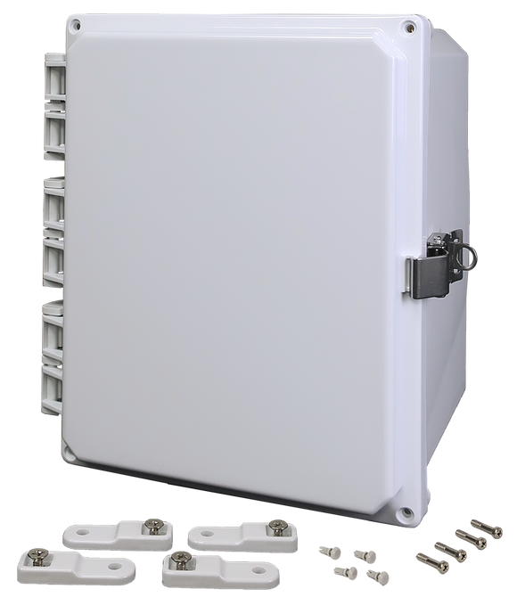 Integra - Premium Line | Polycarbonate | Hinged Cover | Opaque | Stainless Steel Locking Latch | Mounting Feet | White