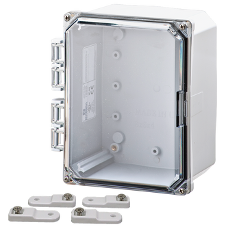 Integra - Premium Line | Polycarbonate | Hinged Cover | Clear | Mounting Feet | 6P | White - 0
