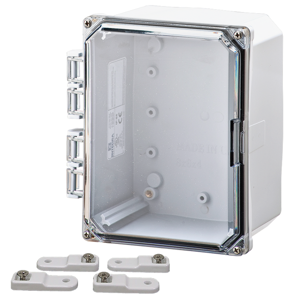 Integra - Premium Line | Polycarbonate | Hinged Cover | Clear | Mounting Feet | 6P | White