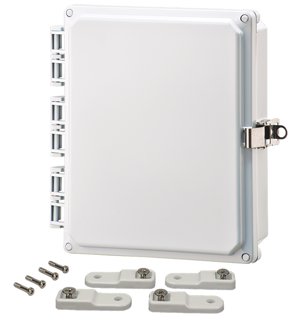 Integra - Premium Line | Polycarbonate | Hinged Cover | Opaque | Stainless Steel Locking Latch | Mounting Feet | White