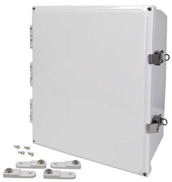 Integra - Premium Line | Polycarbonate | Hinged Cover | Opaque | Stainless Steel Locking Latch | Mounting Feet | White