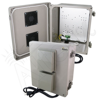 Altelix Vented Fiberglass Weatherproof NEMA Enclosure with 120 VAC Outlets and Power Cord