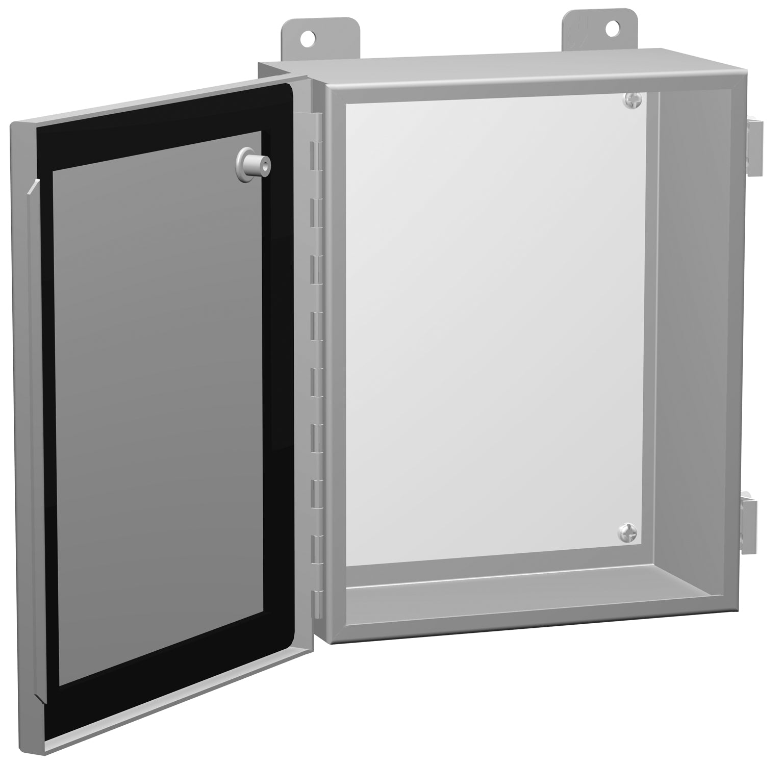 1418 N4 Series Painted Mild Steel Enclosures with Continuously Hinged Clamped Cover Includes Inner Mounting Panel