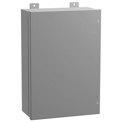 1418J Series Painted Mild Steel Enclosures with Continuously Hinged Screw Cover     Includes Inner Mounting Panel