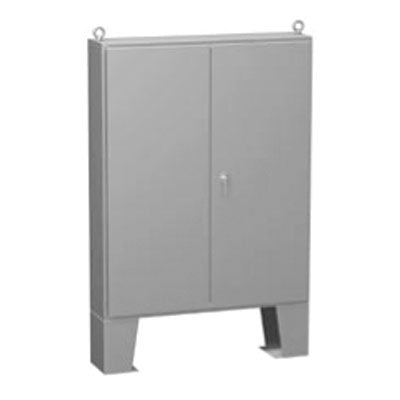 1422 FM Series Painted Steel Double Door Enclosures with 3 Point Latch and Floor   Mounting Feet Includes Inner Mounting Panel