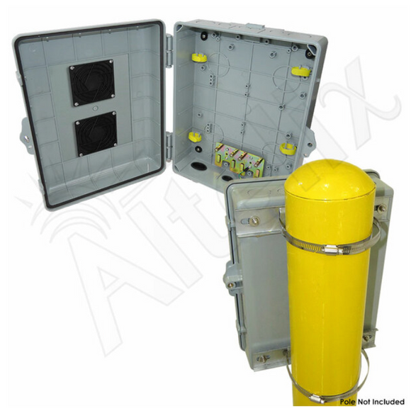 Altelix 14x11x5 PC + ABS Vented Weatherproof Utility Box NEMA Enclosure with Pole Mount Kit