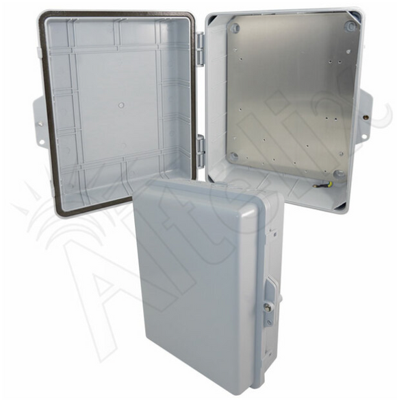 Altelix 14x11x5 PC + ABS Weatherproof NEMA Enclosure with Hinged Door & Aluminum Mounting Plate