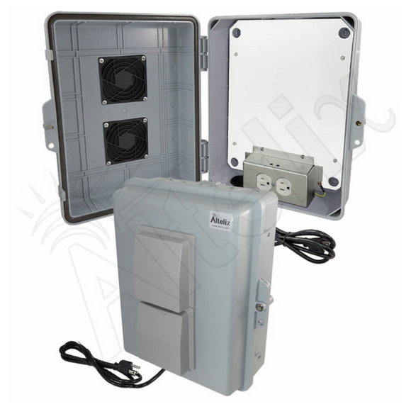 Altelix 14x11x5 Polycarbonate + ABS Vented RF Transparent Outdoor WiFi Enclosure with No-Drill PVC Equipment Mounting Plate, 120 VAC Outlets & Power Cord