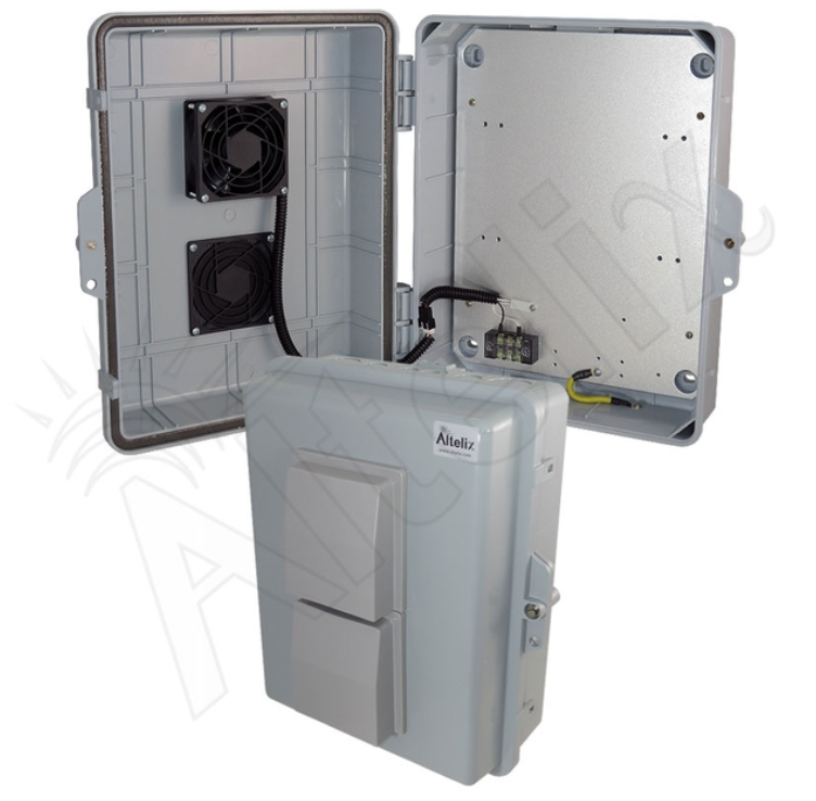 Altelix 14x11x5 Vented Polycarbonate + ABS Weatherproof NEMA Enclosure with 24 VDC Cooling Fan-1