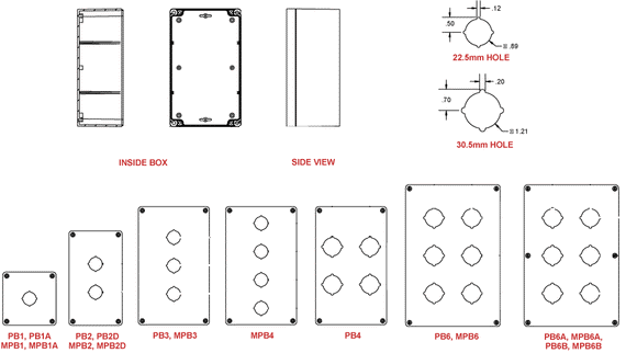 N4X PB Enclosure - 4 PB x 30.5mm - Polycarbonate