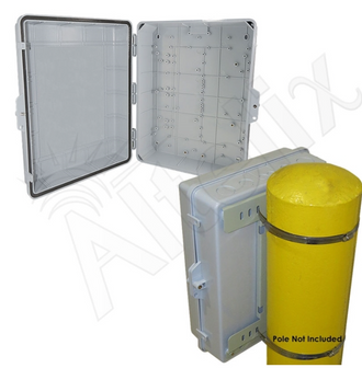 Altelix 17x14x6 PC + ABS Weatherproof Utility Box NEMA Enclosure with Heavy Duty Pole Mount Kit