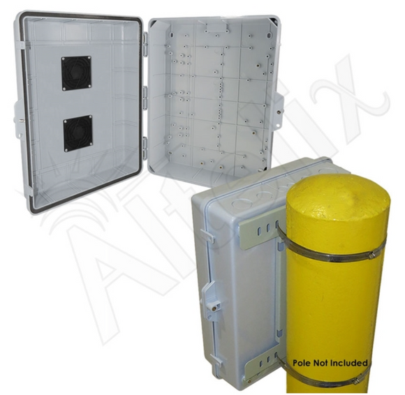 Altelix 17x14x6 PC + ABS Weatherproof Vented Utility Box NEMA Enclosure with Heavy Duty Pole Mount Kit