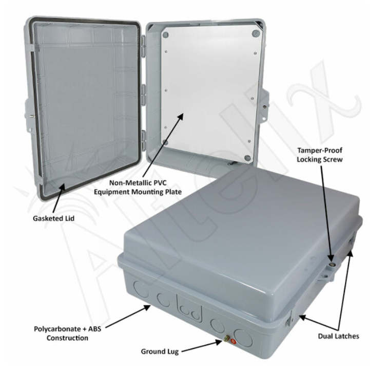 Altelix 17x14x6 Polycarbonate + ABS RF Transparent Outdoor WiFi Enclosure with No-Drill PVC Equipment Mounting Plate - 0