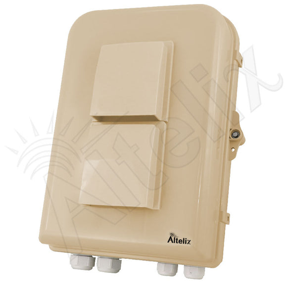 Altelix 15x10x5 Polycarbonate + ABS Vented Weatherproof Enclosure with Aluminum Mounting Plate, 120 VAC Outlet & Power Cord