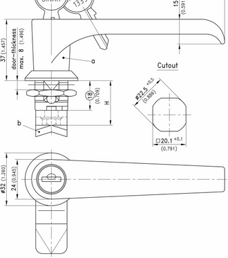 Keyed L  Handle Quarter Turn 316SS