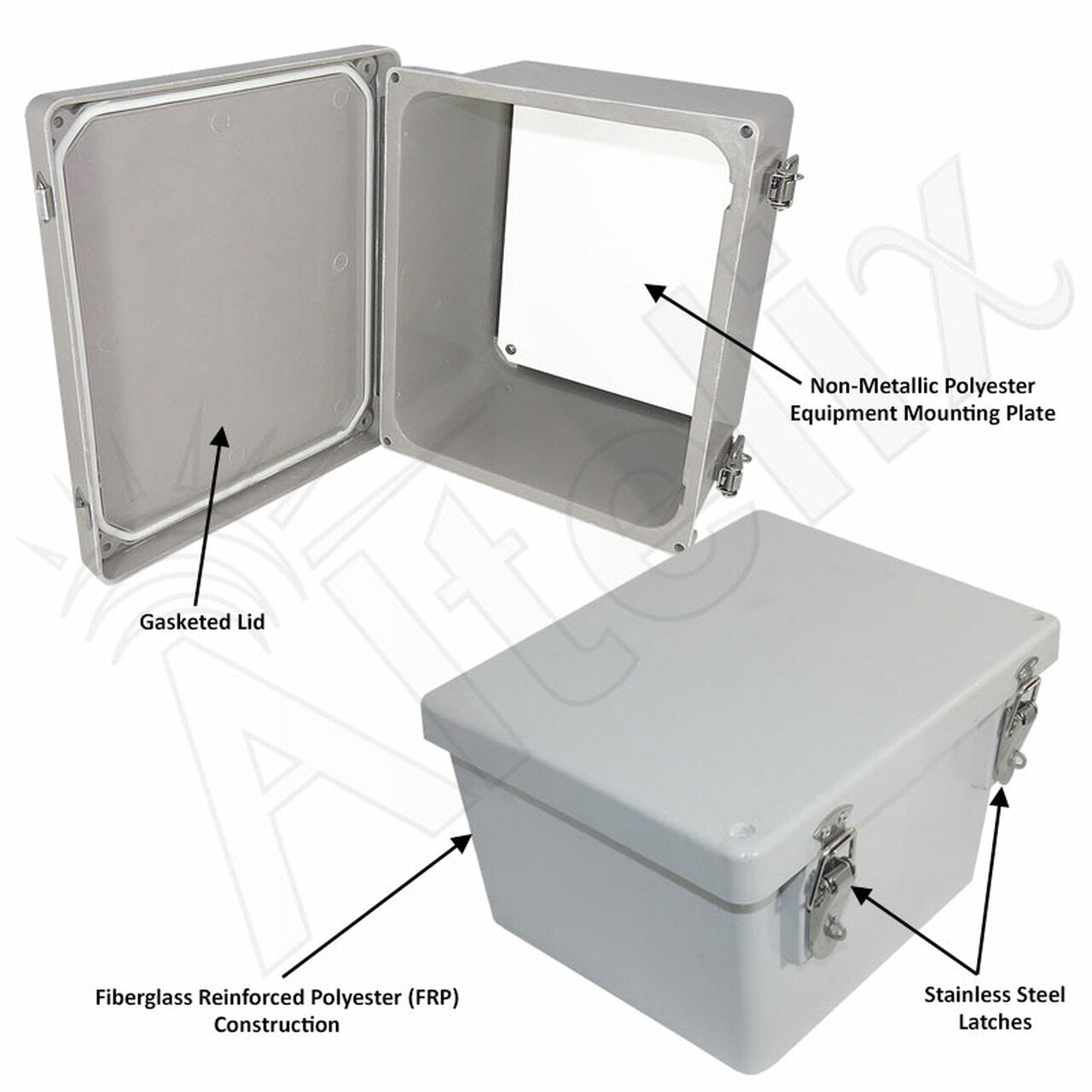 Altelix NEMA 4X Fiberglass Indoor / Outdoor RF Transparent WiFi Access Point Enclosure with Polyester Equipment Mounting Plate - 0