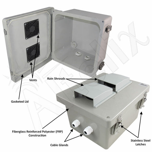 Altelix Fiberglass Weatherproof Vented NEMA Enclosure