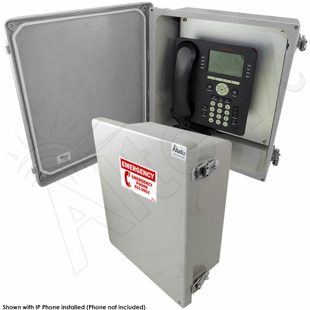 Altelix NEMA 4X Outdoor Weatherproof IP Phone Call Box with Emergency Phone Label