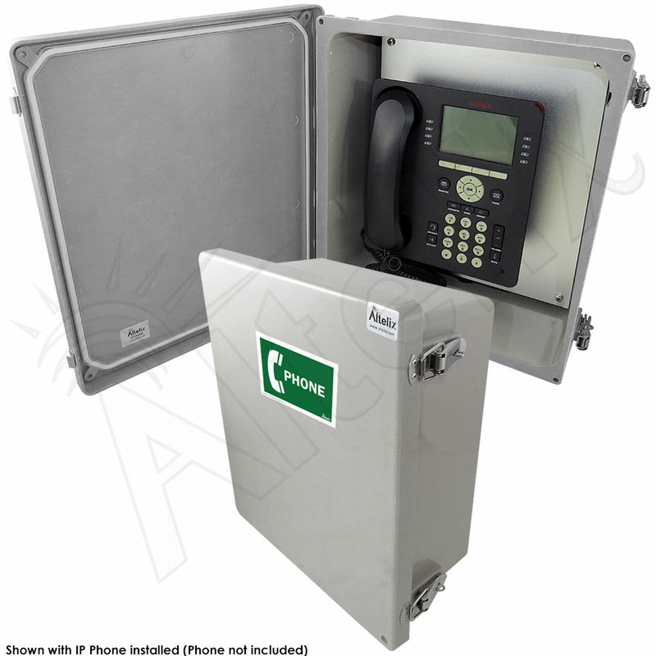 Altelix NEMA 4X Outdoor Weatherproof IP Phone Call Box with Service Phone Label