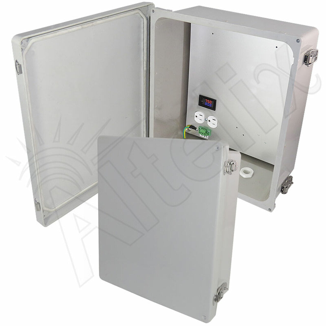 Altelix Fiberglass Weatherproof Heated NEMA Enclosure with 120 VAC Outlets & 200W Heater with Digital Temperature Controller