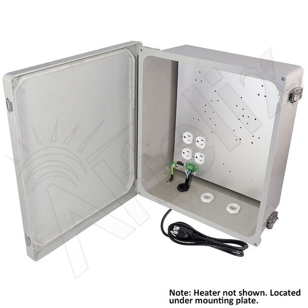 Altelix Fiberglass Weatherproof Heated NEMA Enclosure with 200W Heater, 120 VAC Outlets & Power Cord