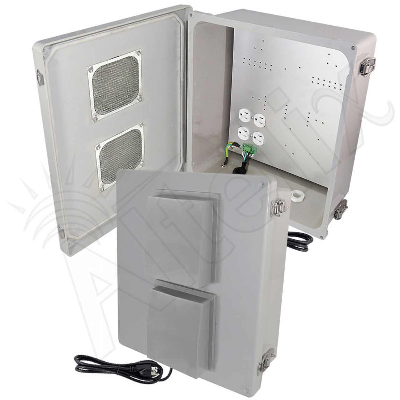Altelix Vented Fiberglass Weatherproof NEMA Enclosure with 120 VAC Outlets and Power Cord-3