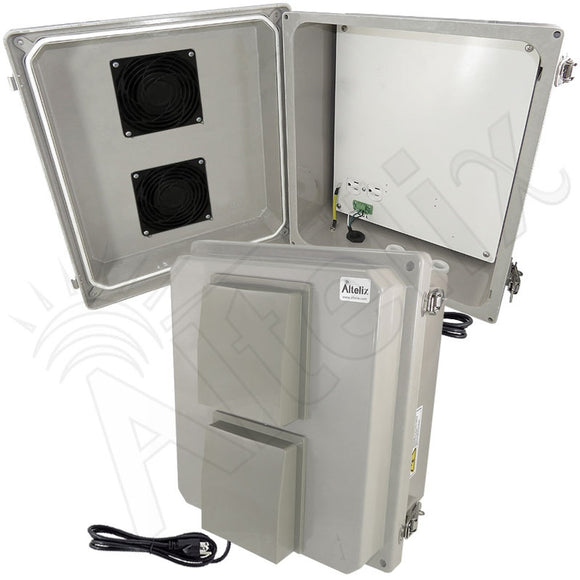 Altelix Fiberglass Weatherproof Vented WiFi NEMA Enclosure with 120 VAC Outlets & Power Cord