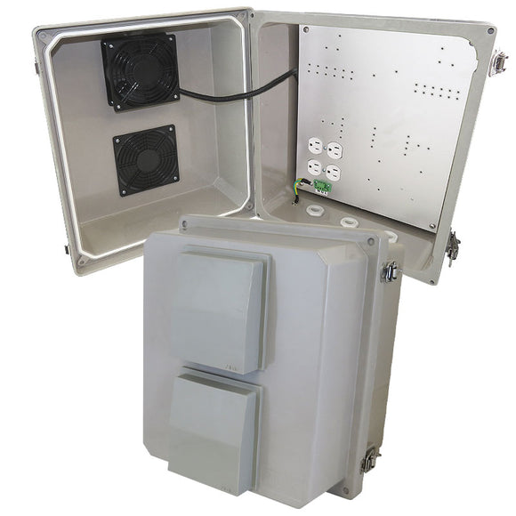 Altelix Fiberglass Weatherproof Vented NEMA Enclosure with Cooling Fan and 120 VAC Outlets