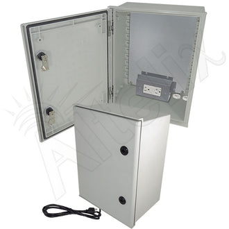 Altelix 16x12x8 NEMA 3X Fiberglass Weatherproof Enclosure with Equipment Mounting Plate & 120 VAC GFCI Outlets & Power Cord