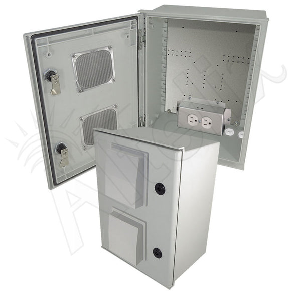 Altelix Vented Fiberglass Weatherproof NEMA Enclosure with Equipment Mounting Plate & 120 VAC Outlets