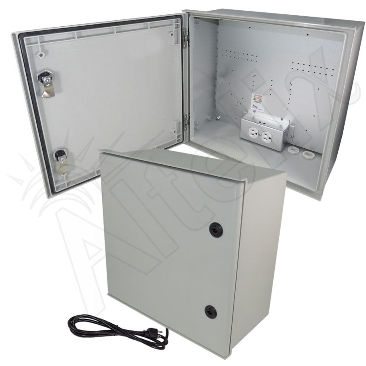 Altelix NEMA 4X Heated Fiberglass Weatherproof Enclosure with Equipment Mounting Plate, 120 VAC Outlets & Power Cord-3