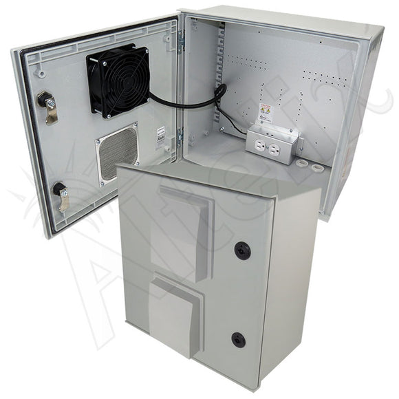 Altelix Vented Fiberglass Weatherproof NEMA Enclosure with 120 VAC Outlets & 85°F Turn-On Cooling Fan