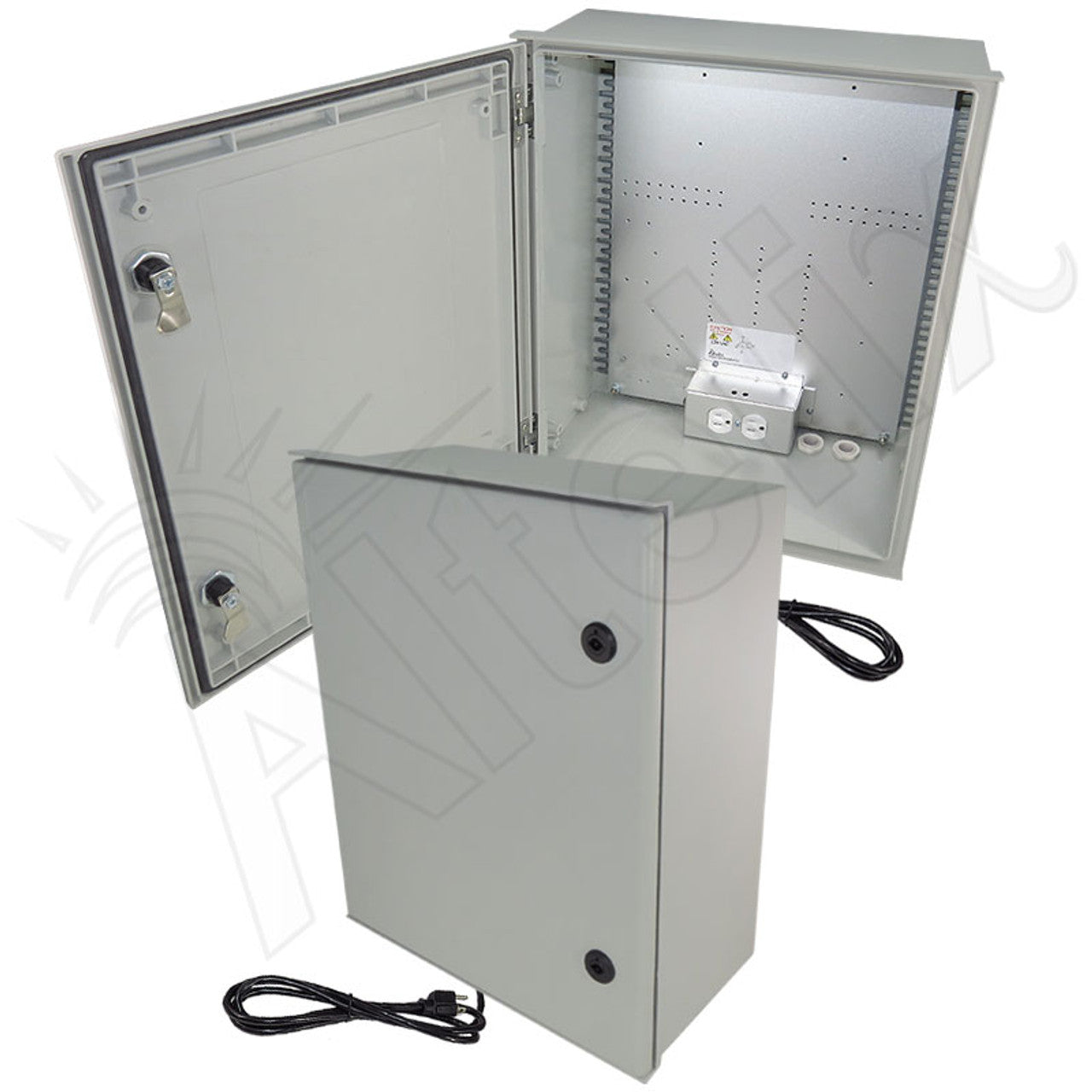 Altelix NEMA 3X Fiberglass Weatherproof Enclosure with Equipment Mounting Plate, 120 VAC Outlets & Power Cord-5