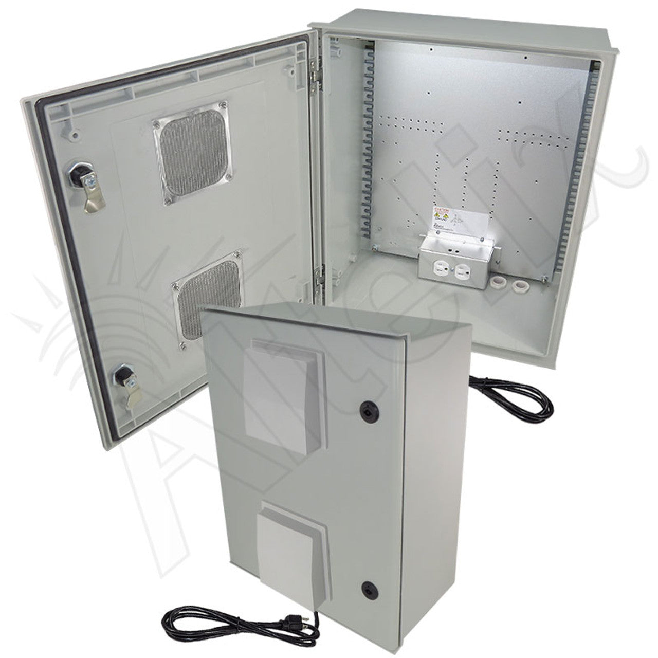 Altelix Vented Fiberglass Weatherproof NEMA Enclosure with Equipment Mounting Plate, 120 VAC Outlets & Power Cord-5