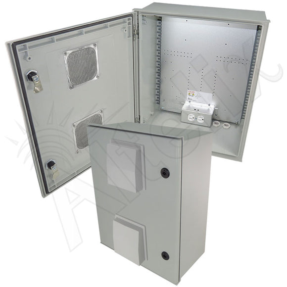 Altelix Vented Fiberglass Weatherproof NEMA Enclosure with Equipment Mounting Plate & 120 VAC Outlets