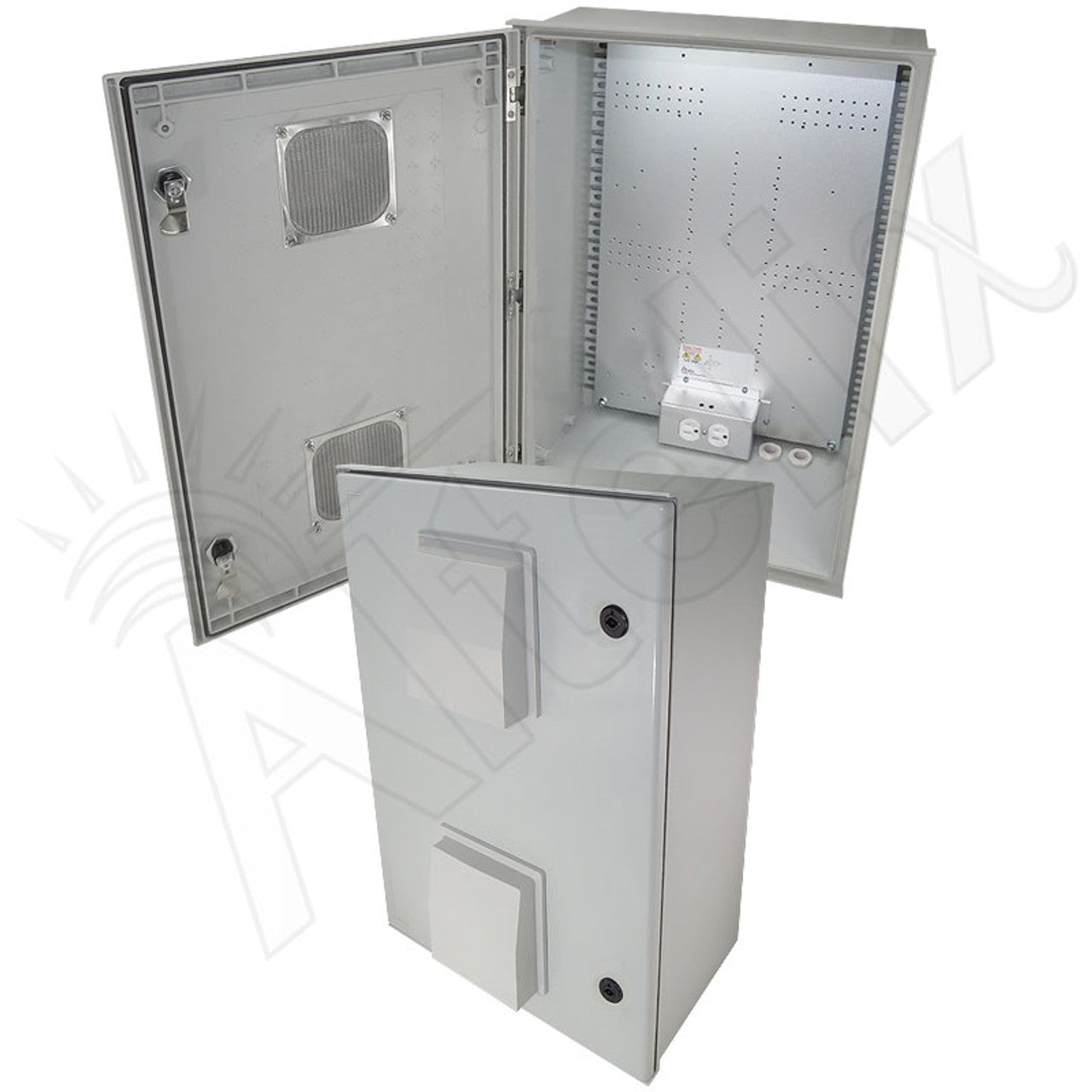 Altelix Vented Fiberglass Weatherproof NEMA Enclosure with Equipment Mounting Plate & 120 VAC Outlets