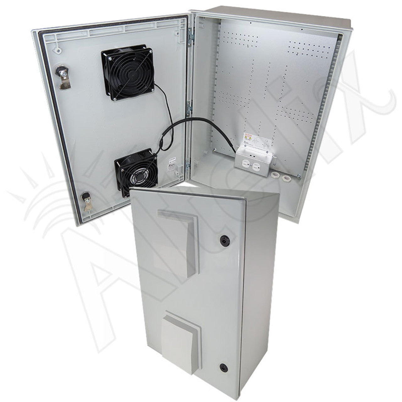 Altelix Vented Fiberglass Weatherproof NEMA Enclosure with Cooling Fan, 200W Heater and 120 VAC Outlets