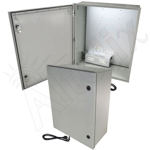 Altelix NEMA 3X Fiberglass Weatherproof Enclosure with Equipment Mounting Plate, 120 VAC Outlets & Power Cord