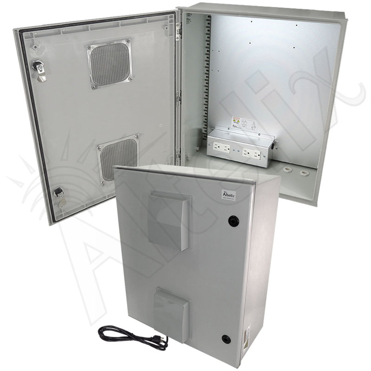Altelix Vented Fiberglass Weatherproof NEMA Enclosure with Equipment Mounting Plate, 120 VAC Outlets & Power Cord-7