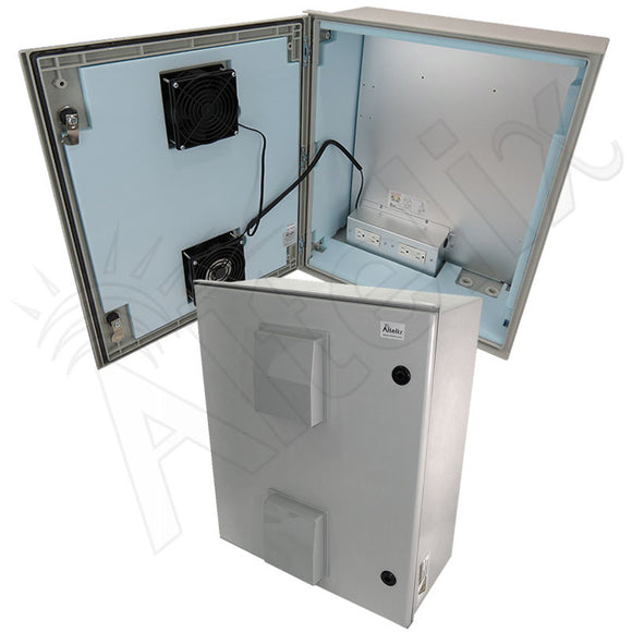 Altelix Vented Insulated Fiberglass Heated Weatherproof NEMA Enclosure with Cooling Fan, Heater and 120 VAC Outlets